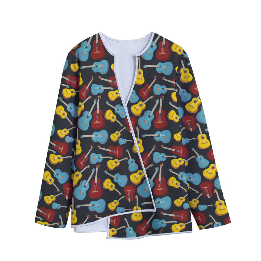 Colorful Guitar Pattern Print Long Sleeve Short Coat