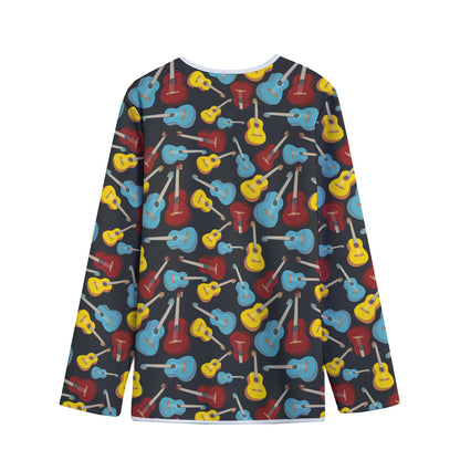 Colorful Guitar Pattern Print Long Sleeve Short Coat