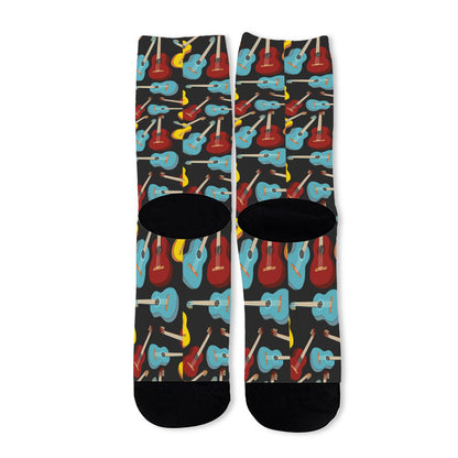 Colorful Guitar Pattern Print Long Socks