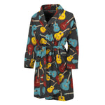 Colorful Guitar Pattern Print Men's Bathrobe