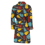 Colorful Guitar Pattern Print Men's Bathrobe