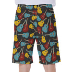 Colorful Guitar Pattern Print Men's Beach Shorts