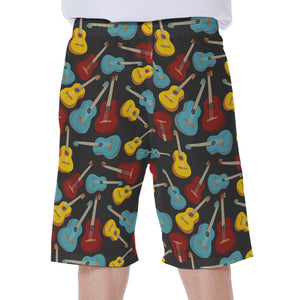 Colorful Guitar Pattern Print Men's Beach Shorts