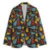 Colorful Guitar Pattern Print Men's Blazer