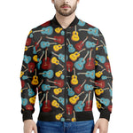 Colorful Guitar Pattern Print Men's Bomber Jacket