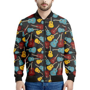 Colorful Guitar Pattern Print Men's Bomber Jacket