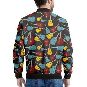 Colorful Guitar Pattern Print Men's Bomber Jacket