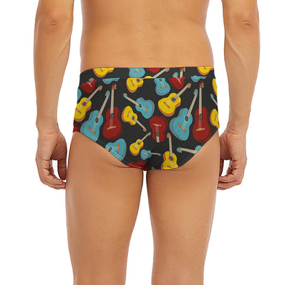 Colorful Guitar Pattern Print Men's Briefs