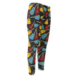 Colorful Guitar Pattern Print Men's Compression Pants