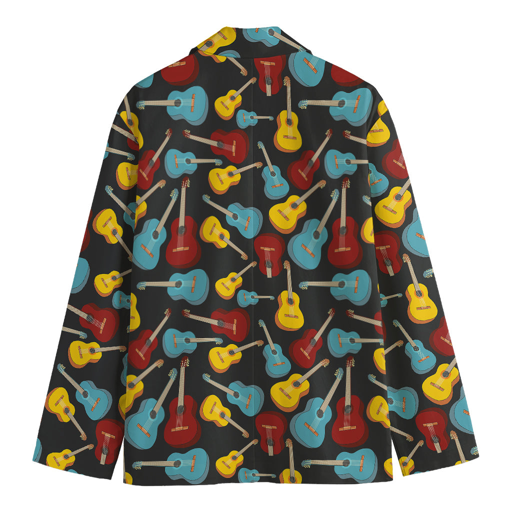 Colorful Guitar Pattern Print Men's Cotton Blazer