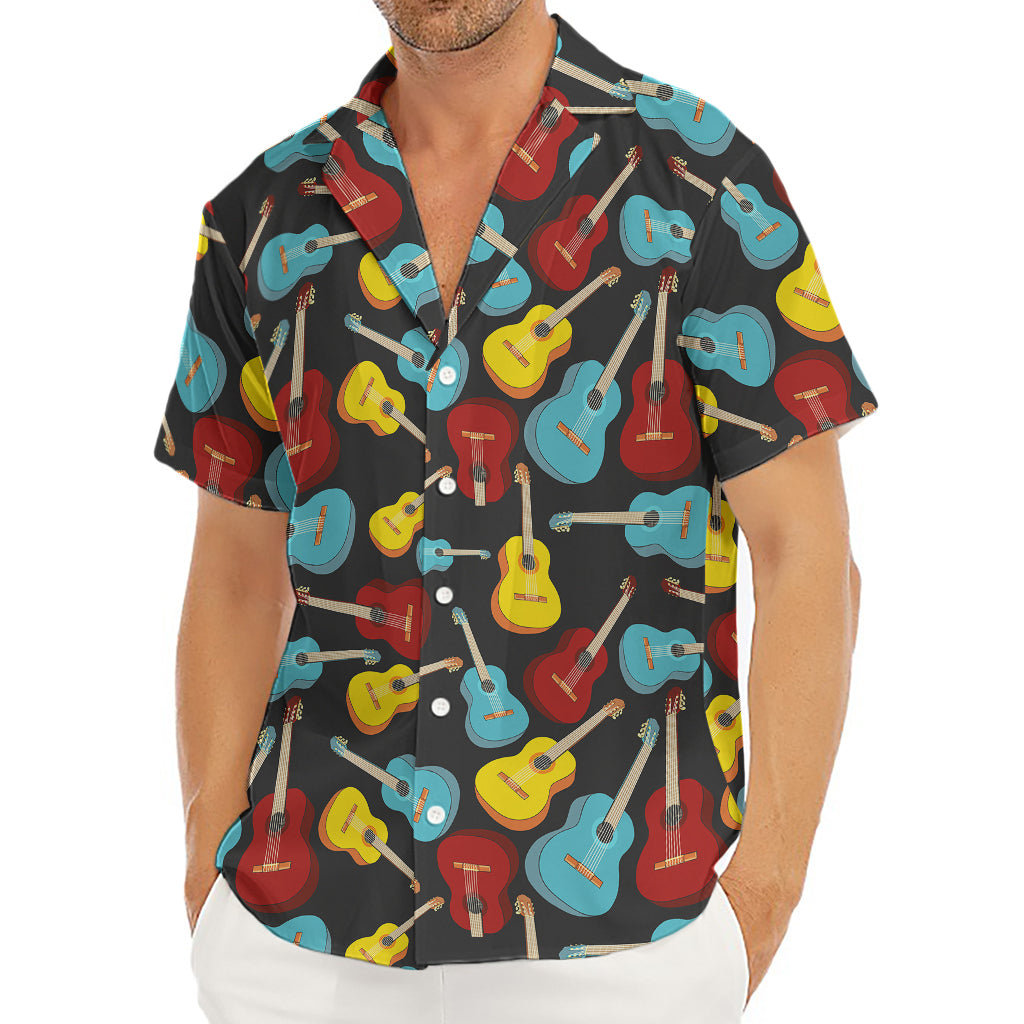 Colorful Guitar Pattern Print Men's Deep V-Neck Shirt