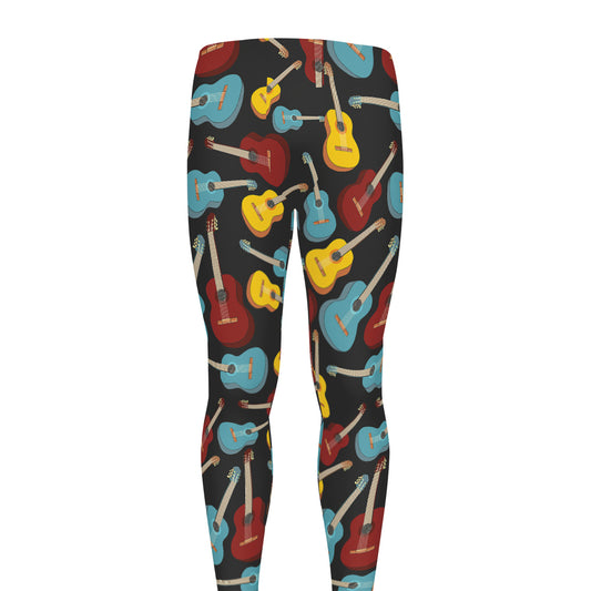 Colorful Guitar Pattern Print Men's leggings