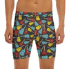 Colorful Guitar Pattern Print Men's Long Boxer Briefs