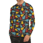 Colorful Guitar Pattern Print Men's Long Sleeve Rash Guard