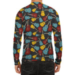 Colorful Guitar Pattern Print Men's Long Sleeve Rash Guard