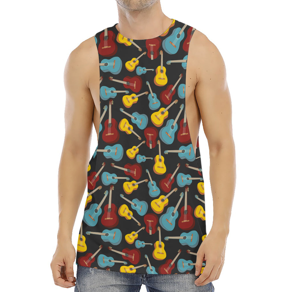 Colorful Guitar Pattern Print Men's Muscle Tank Top