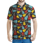 Colorful Guitar Pattern Print Men's Polo Shirt