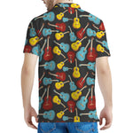 Colorful Guitar Pattern Print Men's Polo Shirt