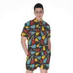 Colorful Guitar Pattern Print Men's Rompers