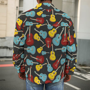 Colorful Guitar Pattern Print Men's Shirt Jacket