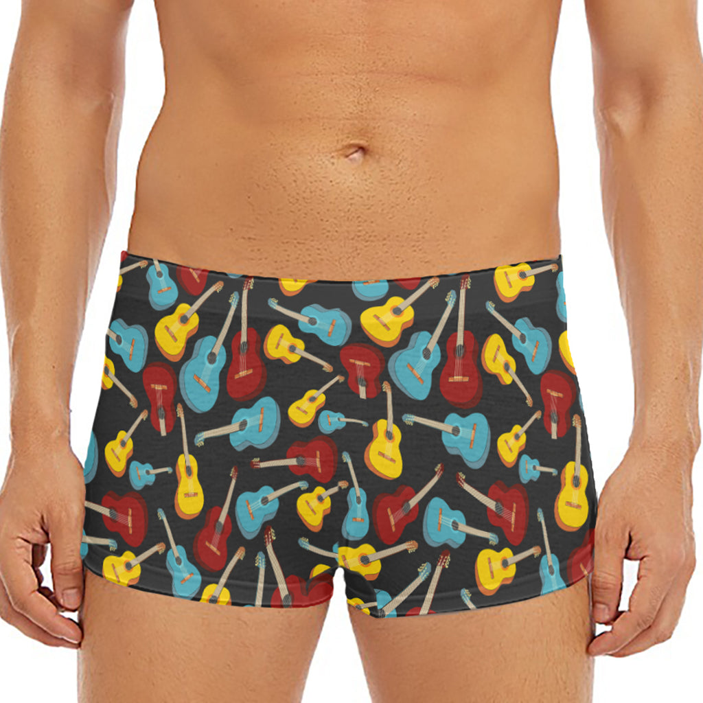 Colorful Guitar Pattern Print Men's Short Boxer Briefs