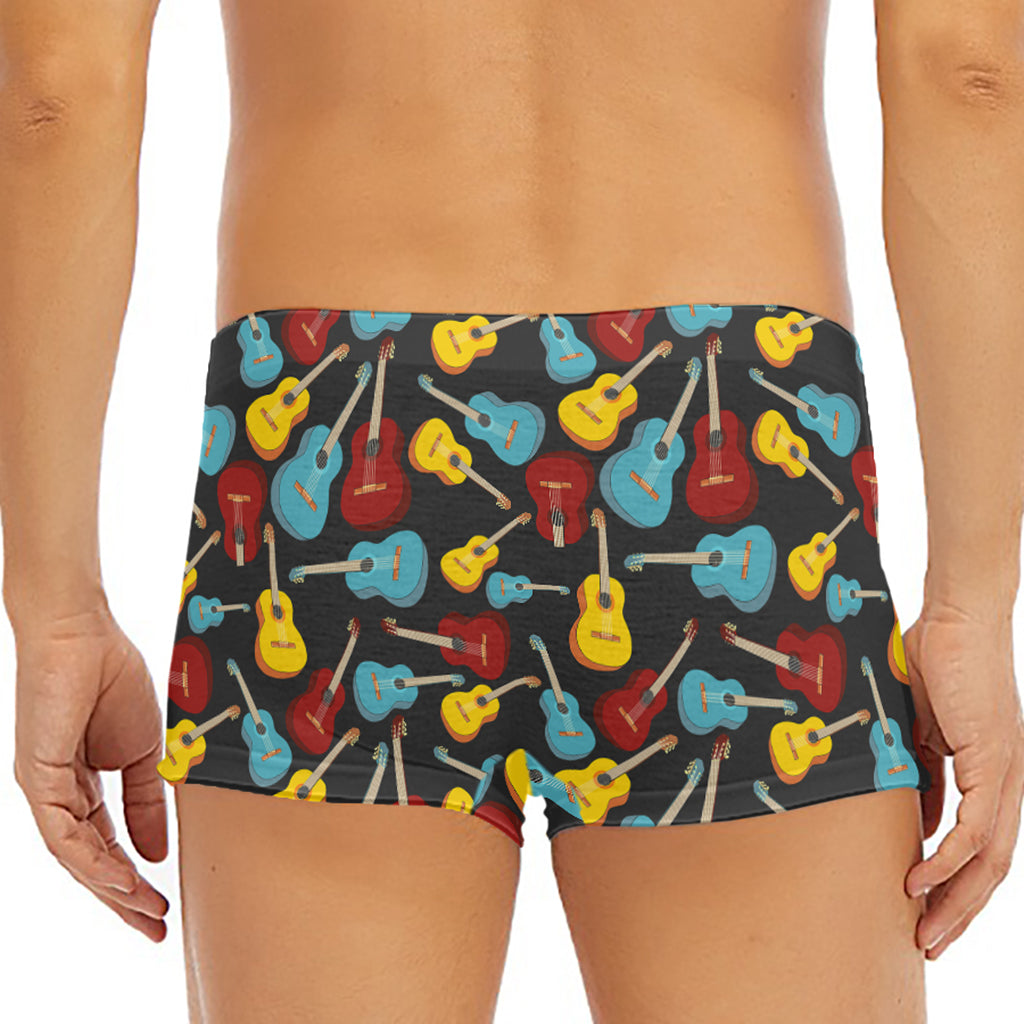 Colorful Guitar Pattern Print Men's Short Boxer Briefs