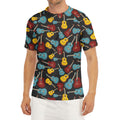 Colorful Guitar Pattern Print Men's Short Sleeve Rash Guard