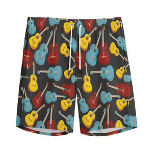 Colorful Guitar Pattern Print Men's Sports Shorts