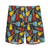 Colorful Guitar Pattern Print Men's Sports Shorts