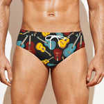 Colorful Guitar Pattern Print Men's Swim Briefs