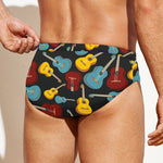 Colorful Guitar Pattern Print Men's Swim Briefs