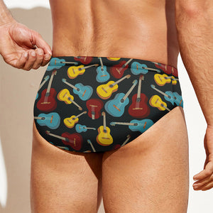 Colorful Guitar Pattern Print Men's Swim Briefs