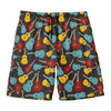 Colorful Guitar Pattern Print Men's Swim Trunks