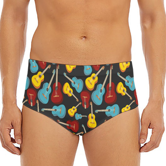 Colorful Guitar Pattern Print Men's Triangle Swim Briefs
