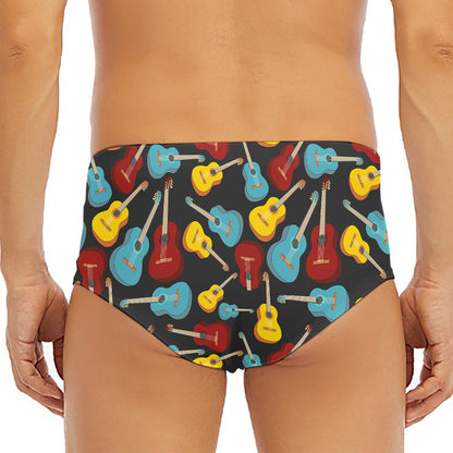 Colorful Guitar Pattern Print Men's Triangle Swim Briefs