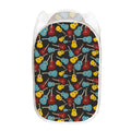 Colorful Guitar Pattern Print Mesh Laundry Hamper