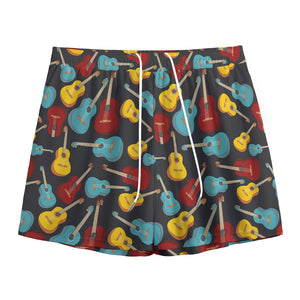 Colorful Guitar Pattern Print Mesh Shorts