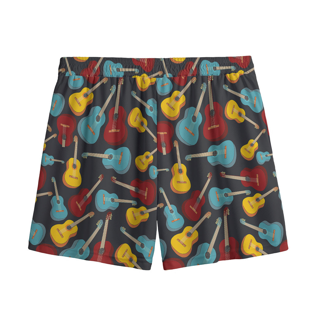 Colorful Guitar Pattern Print Mesh Shorts