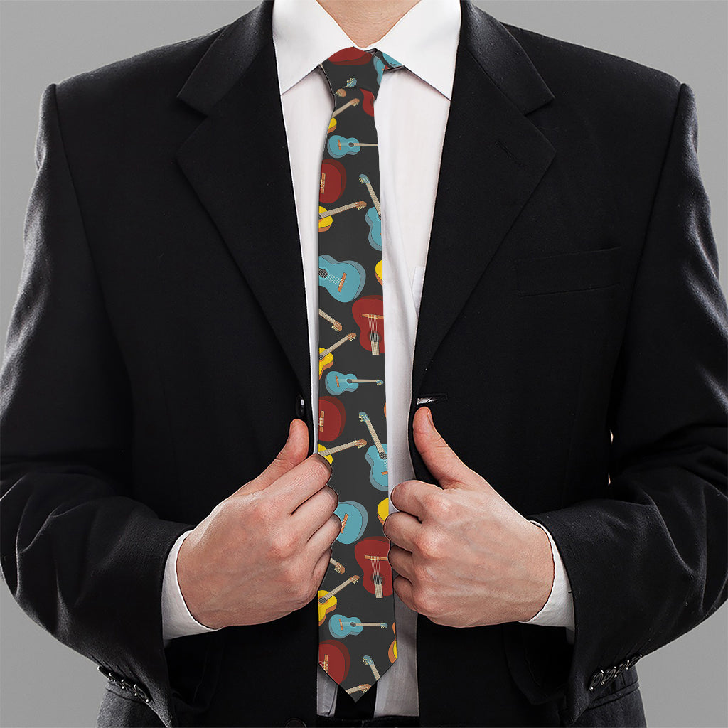 Colorful Guitar Pattern Print Necktie