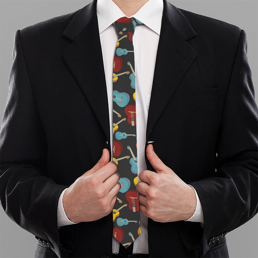 Colorful Guitar Pattern Print Necktie