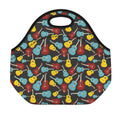 Colorful Guitar Pattern Print Neoprene Lunch Bag