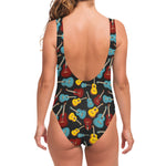 Colorful Guitar Pattern Print One Piece Swimsuit