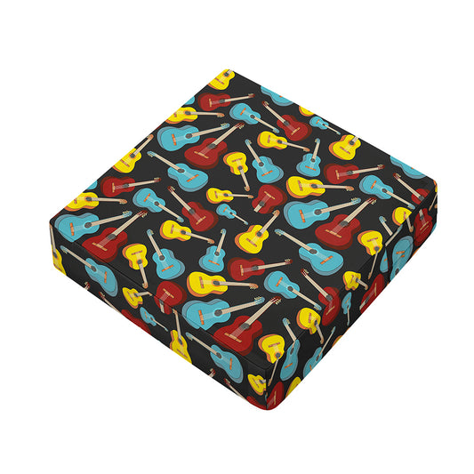 Colorful Guitar Pattern Print Outdoor Seat Cushion Cover