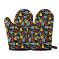 Colorful Guitar Pattern Print Oven Mitts
