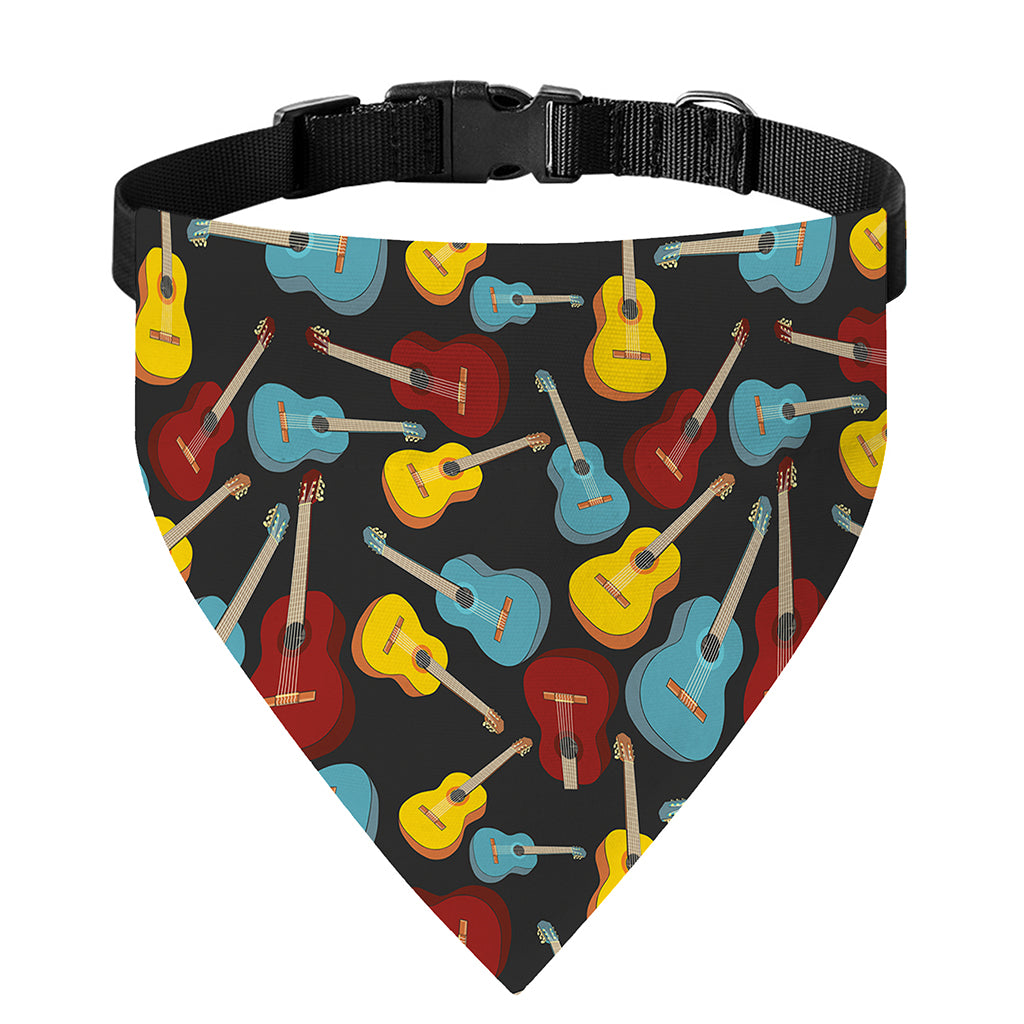 Colorful Guitar Pattern Print Over The Collar Dog Bandana