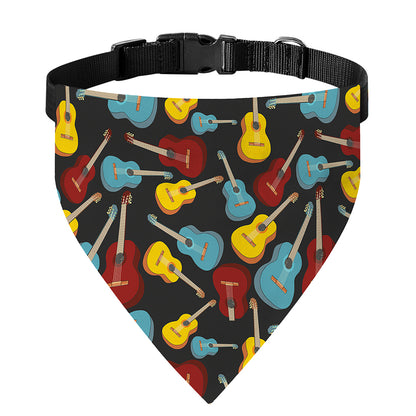 Colorful Guitar Pattern Print Over The Collar Dog Bandana