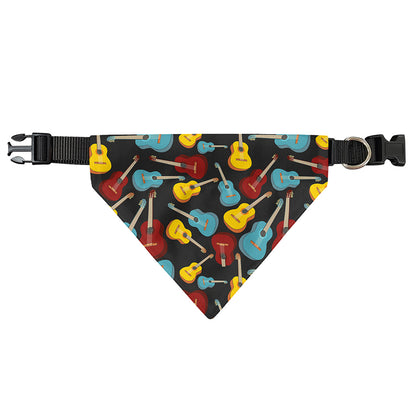 Colorful Guitar Pattern Print Over The Collar Dog Bandana