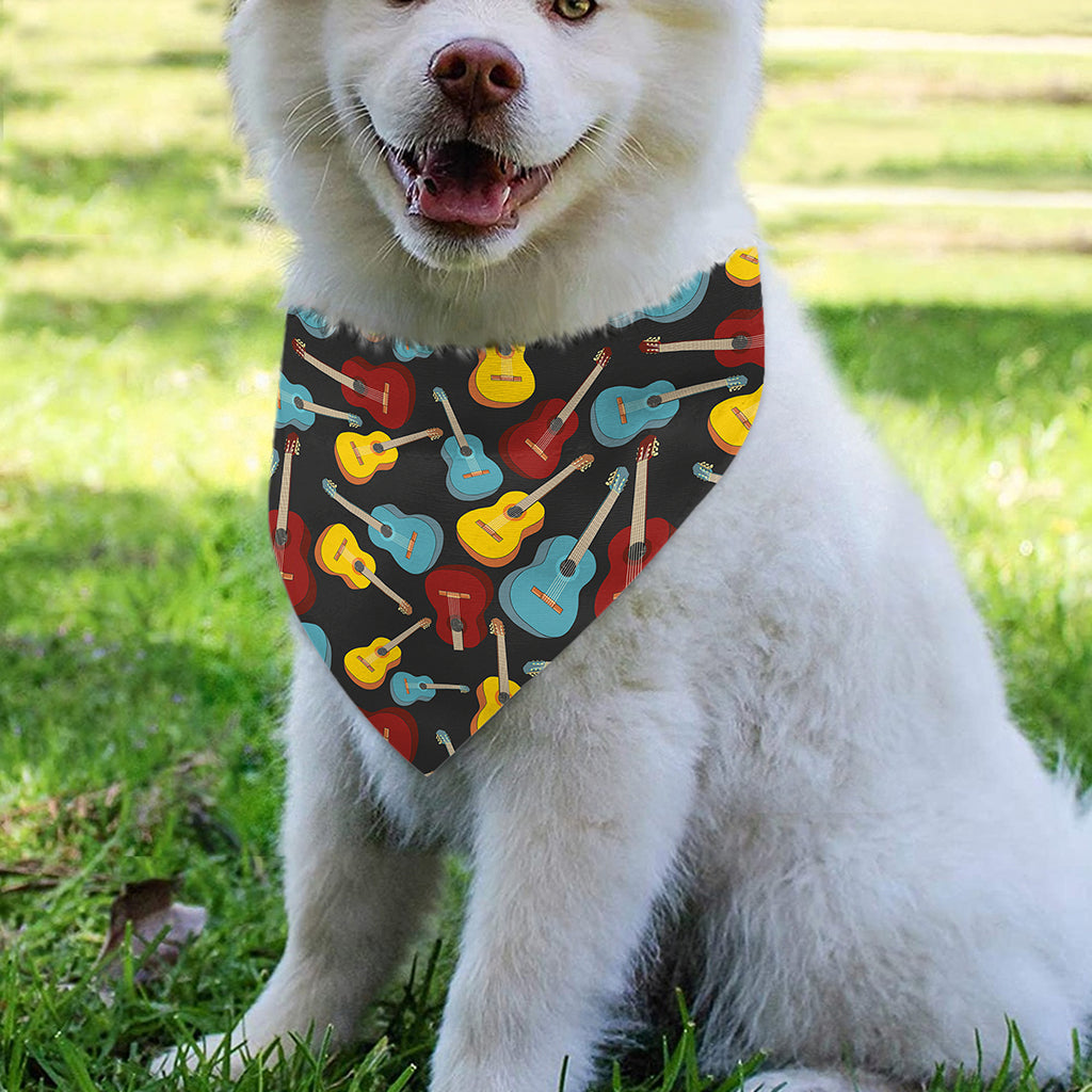 Colorful Guitar Pattern Print Over The Collar Dog Bandana