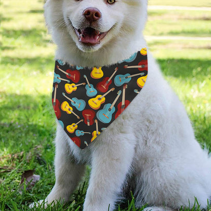 Colorful Guitar Pattern Print Over The Collar Dog Bandana