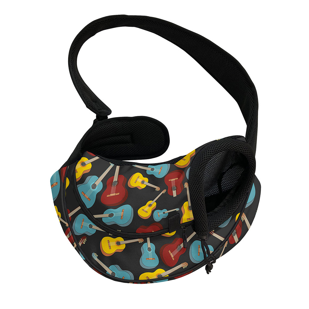 Colorful Guitar Pattern Print Pet Sling Carrier